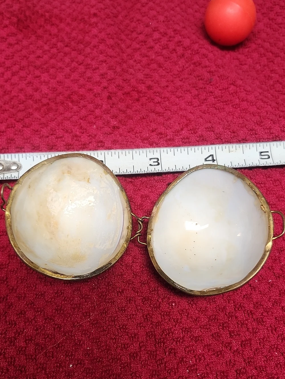 Vintage Shell Clam Compact Trinket Case - Brown Speckled